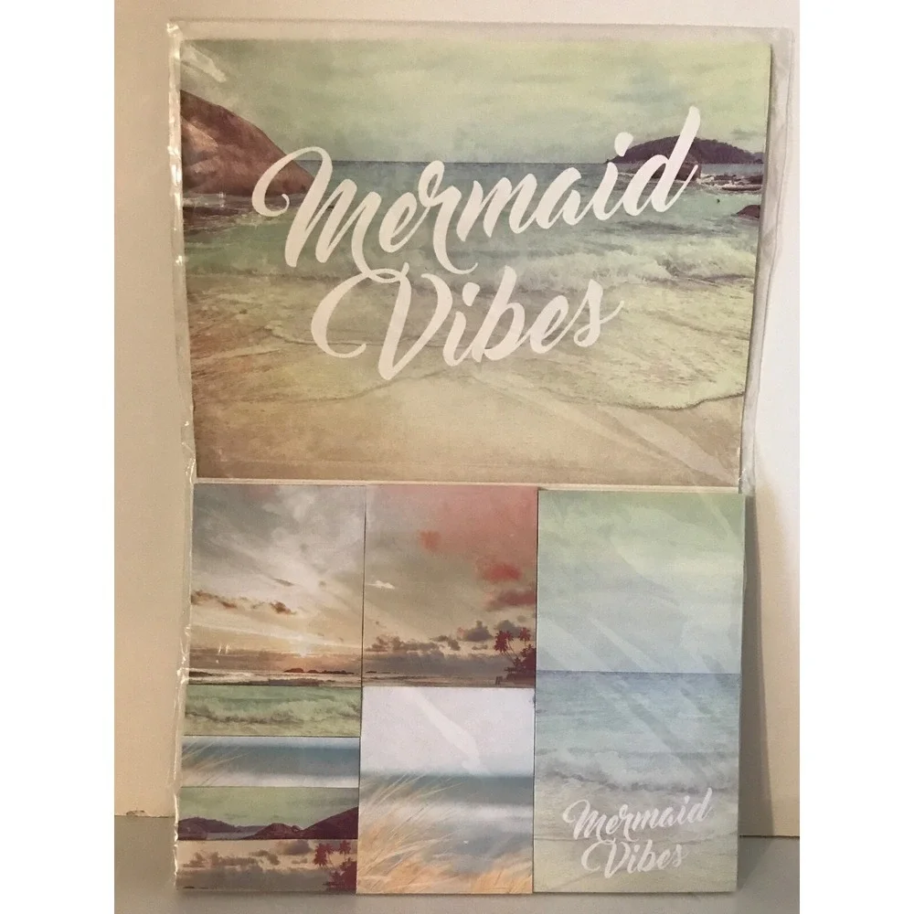 Mermaid Vibes Sticky Note Set Beach Ocean Theme Multi Size Adhesive Pads NEW